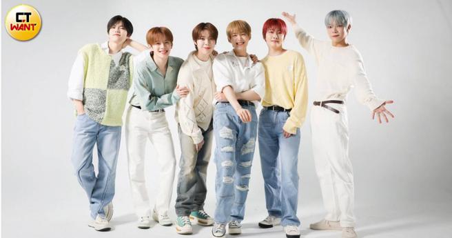 VERIVERY成员东宪（右起）、浩荣、勇胜、延浩、冈旻、启贤，上周来台开唱，抽空接受本刊专访。（图／侯世骏摄）