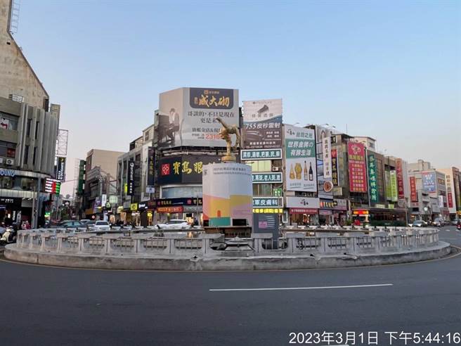 水情严峻嘉义市政府应变，中央喷水圆环已停止喷水。（嘉义市政府提供／张朝欣嘉市传真）