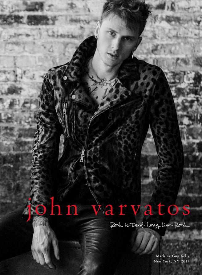 机关枪凯利身穿 john varvatos拍摄形象广告。（john varvatos提供）