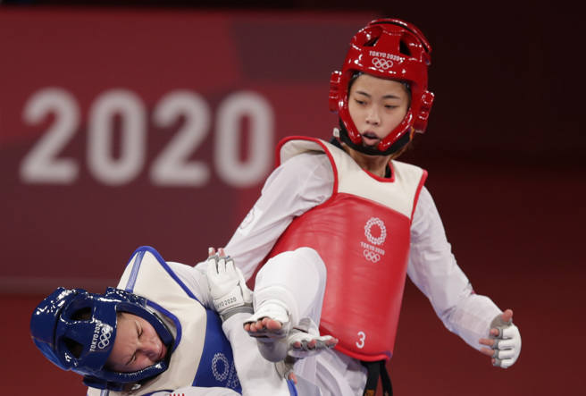罗嘉翎在东京奥运跆拳道女子57公斤级夺铜。（季志翔摄）