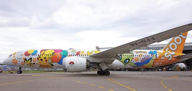 酷航皮卡丘彩绘机亮相。　图：酷航／提供