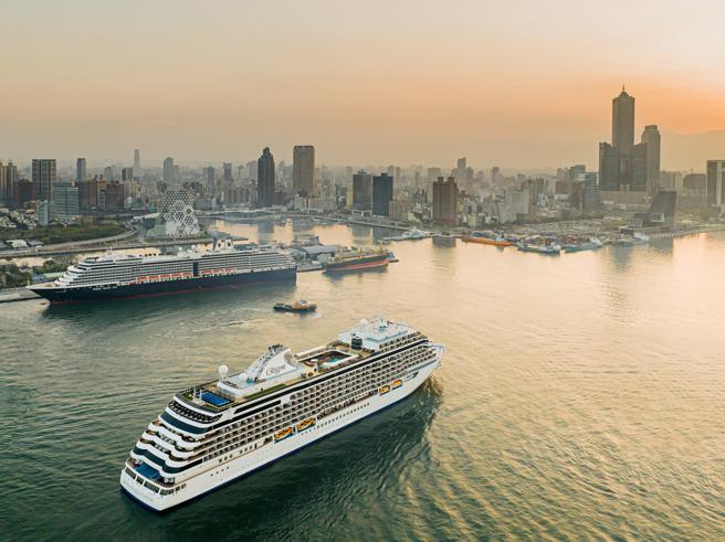 高雄港为台湾最大国际商港，6日首次于双旅运中心迎接七海探索者号及威士特丹号。(高雄港务公司提供)