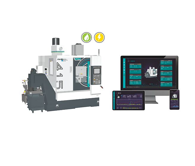 友嘉台北展展出VTM-415铣车复合综合加工中心机，在工艺优化、绿色节能、智慧维保等方面大幅提升效益。图／业者提供