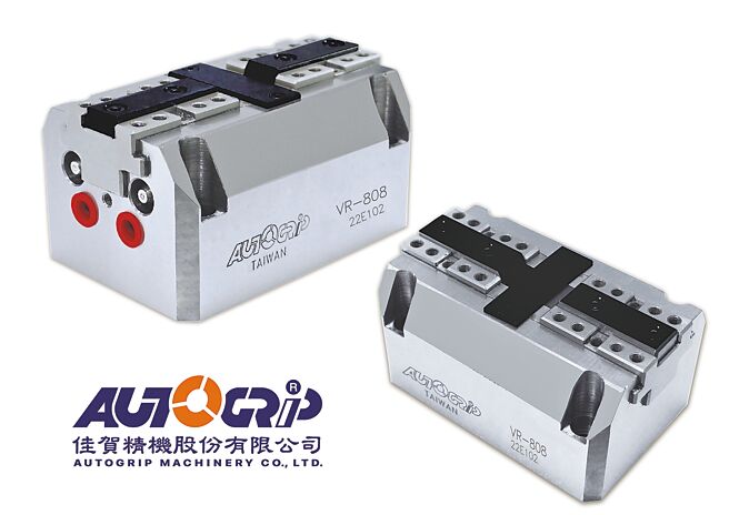 佳贺精机最新的两爪斜楔式同步夹具。图／业者提供