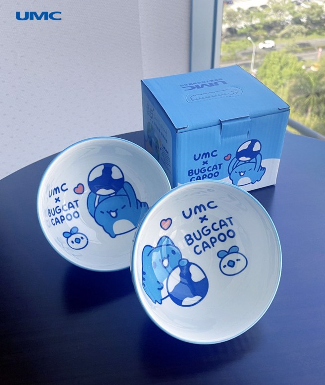 联电今年股东会纪念品送咖波猫爱地球碗组。（联电提供）