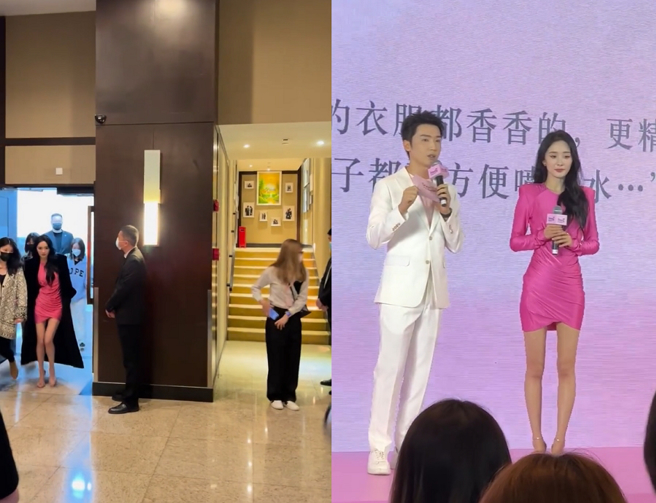 杨幂在路人镜头下火辣身材曲线全现形。（图／摘自微博）