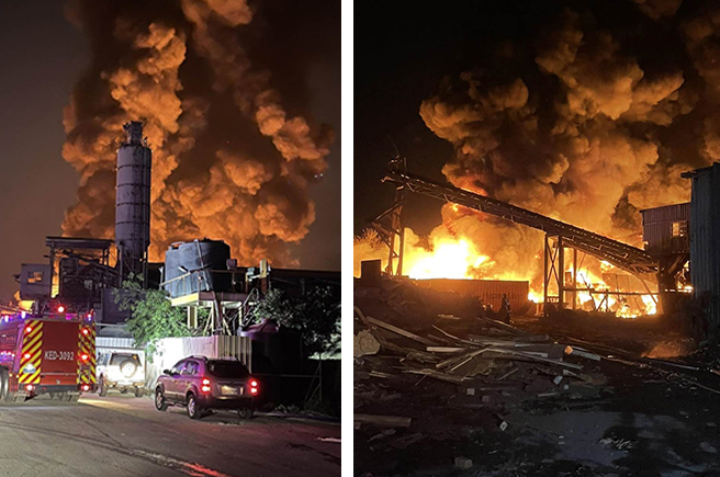 台中市神岡區堤南路400號附近晚間發生火警，火勢相當猛烈。（民眾提供／陳淑娥台中傳真）