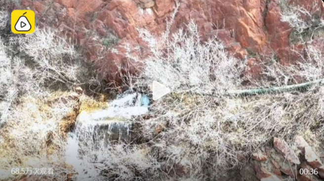 大熊山瀑布遭游客踢爆，竟是水管「人工放水」而成，园区对此冷回「看破不说破」。(图／梨视频)