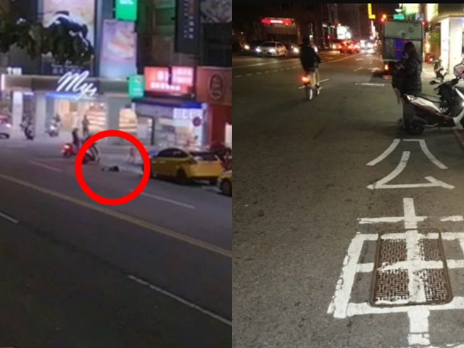 台中公益路昨（7）晚发生一名10岁男童在住家门口玩球时，球意外滚到路中，男童马上衝到路面欲捡球，当场擦撞一辆路过机车。（翻摄自记者爆料网）