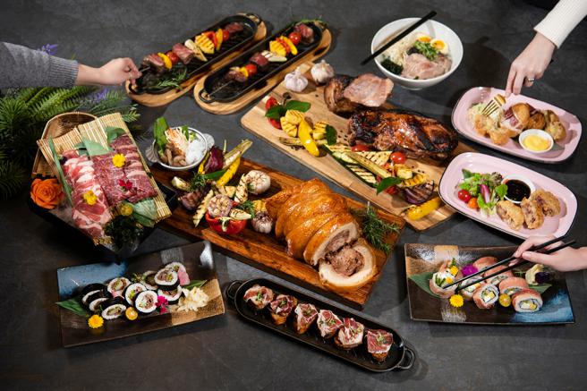 「远东Café」推出让饕客大口吃肉的「快乐飨肉节」，琳琅满目的和牛、伊比利猪料理都能畅快吃。（台北远东香格里拉提供）