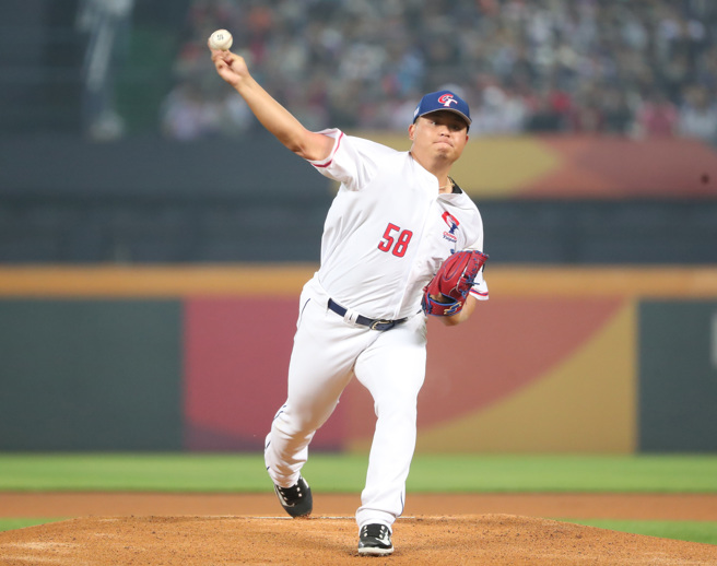 中华队先发投手胡智为。（郑任南摄）