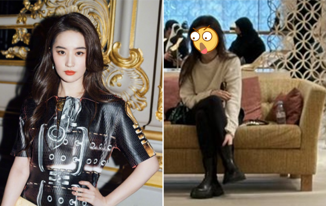 网友在巴黎精品店巧遇没化妆的刘亦菲。（图／微博@刘亦菲；小红书）