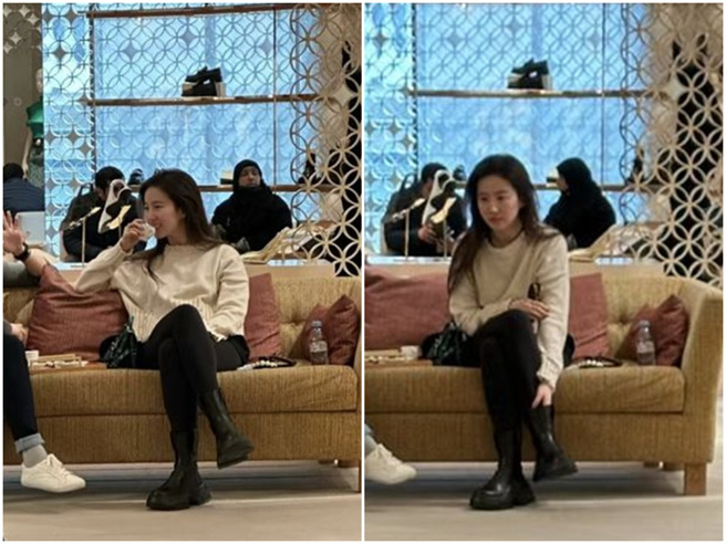 素顏的刘亦菲在人群中依旧突出。（图／小红书）