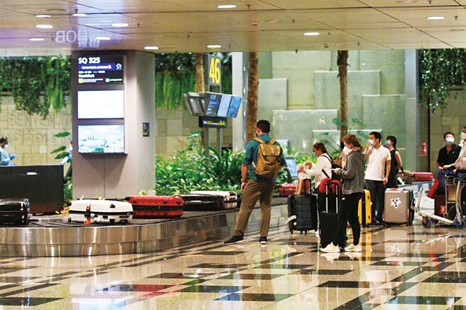 國際旅客在新加坡樟宜機場提取行李。（新華社）
