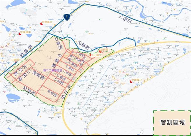 新竹工业区西区画入空气品质维护区，进入保护区的车辆必须有1年内排烟检测合格的纪录。（新竹县府提供／邱立雅竹县传真）
