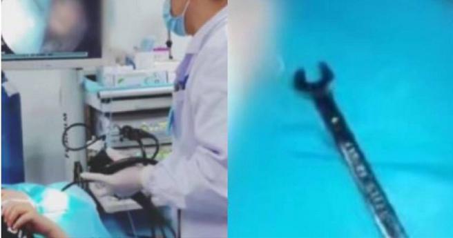 大陆湖北省一名姚姓男子在熟睡期间，口中遭4岁儿子塞入玩具。（图／翻摄自微博／经视直播）