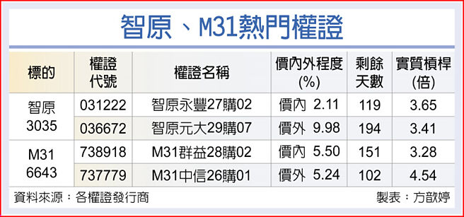 智原、M31热门权证
