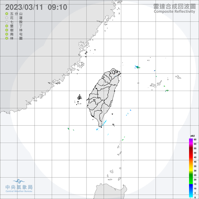 中央气象局预报指出，今天（１１日）各地仍为晴到多云的天气，只有花东偶有零星短暂雨，中午过后南部山区也有零星飘雨的机会；温度方面，夜晚至清晨各地低温普遍落在１５到１８度之间，部分空旷地区更低一些，早晚感受偏凉、偏冷，不过白天舒适温暖，各地高温在２５到２８度左右，中南部近山区会更高一些，西半部日夜温差在１０度以上，请留意温度变化适时调整穿着。（翻摄自中央气象局／林良齐台北传真）