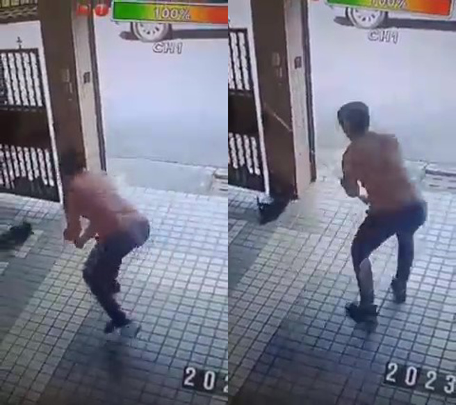 男子持长棍狠打小狗惨死。（翻摄台南大小事）