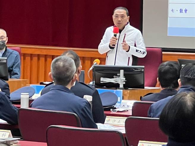 侯友宜今至市警局主持警政工作会报。（王扬杰摄）