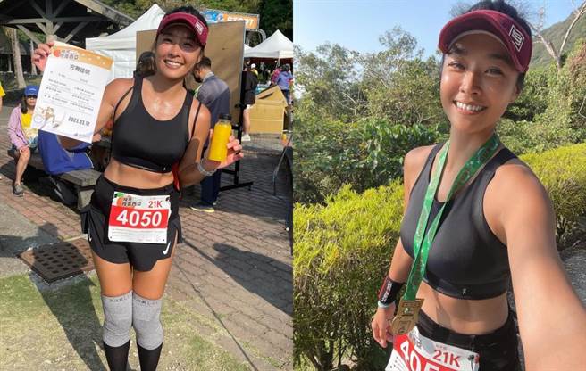 过去不喜欢跑步的小娴，近日在马拉松比赛获得第3名好成绩。（摘自脸书）
