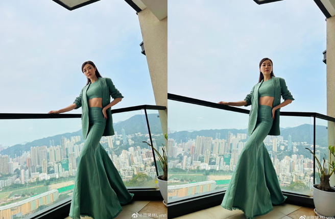 熊黛林露马甲线和大长腿。（图／取自熊黛林微博）