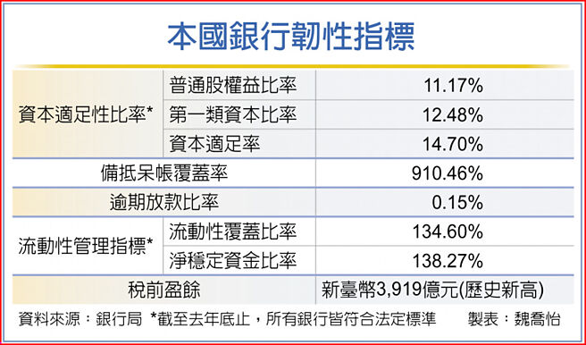 本国银行韧性指标