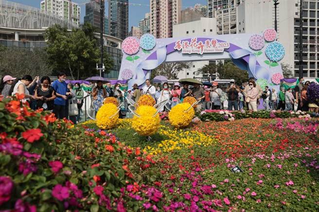 大陆外交部驻港公署批评，美国会涉港决议虚偽霸道。图为2023年香港花卉展览。（摘自中新社）