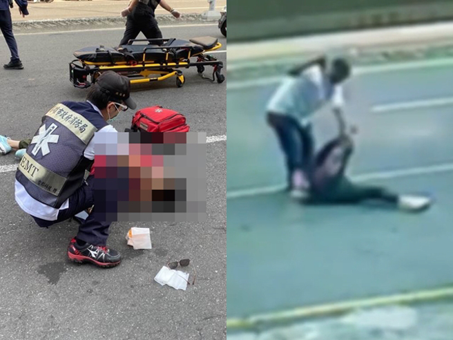 邱姓鱼贩因不满遭同居女友提分手，竟当街拿鱼刀追逐对方，女友在路中倒下遭邱男猛刺数十刀，当场失去意识、送医不治。（翻摄自记者爆料网）