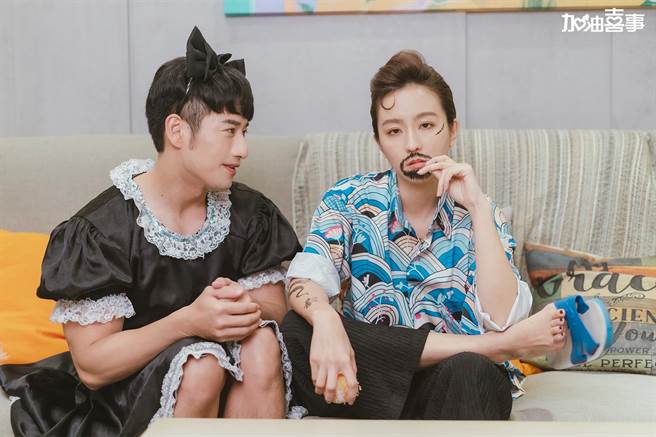 周孝安幻想自己化身女僕，要討黑道大哥周曉涵歡心。（TVBS提供）