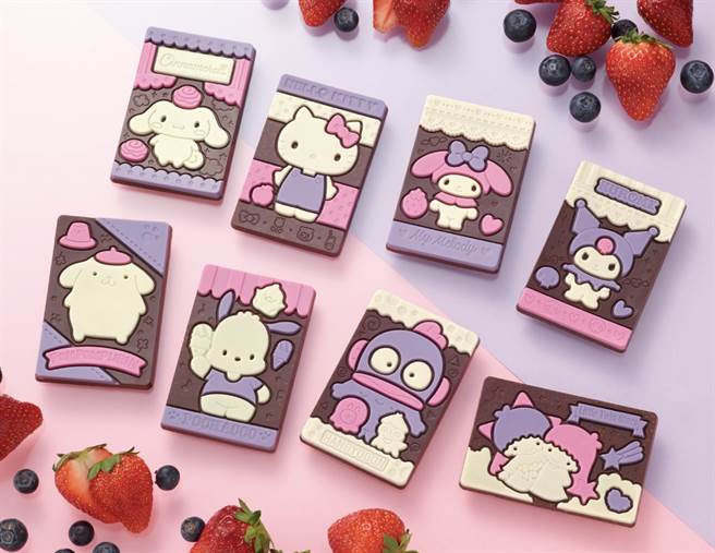 万代三丽鸥巧克力食玩新品，于22日在全台7-11限定上市，59元。（万代提供）
