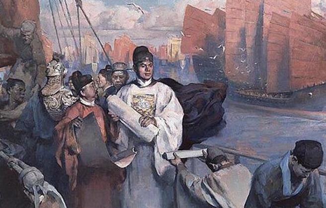 明成祖朱棣令太监郑和大造船舰，组织舰队以贸易为名下西洋，但民间野史传说，朱棣其实是想要藉此到海外寻找逃亡的建文帝。（图／搜狗百科）