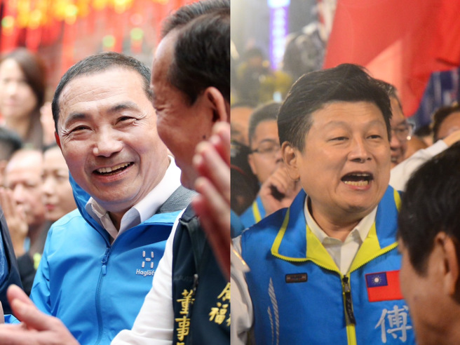 立委傅崐萁(右)16日喊話新北市長侯友宜(左)一起出來承擔。(合成圖/中時資料照)