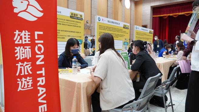 疫情解封旅游復甦，旅游业龙头雄狮旅行社于「高雄好薪情　新媒体人才就业媒合会」开出行销与主管职缺。(高雄市青年局提供)