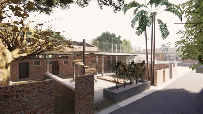 虎尾眷村的虎尾建国一村忠栋、孝栋、活动中心整修工程获「第十届台湾景观大奖」环境规画设计类优质奖。（云林县府文观处提供）