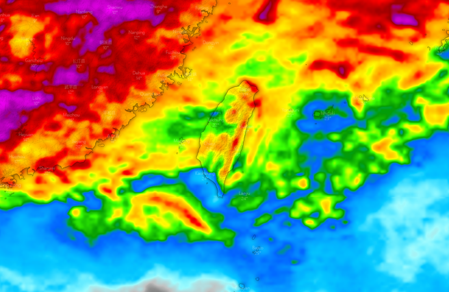圖為未來10天全台降雨分布，中南部也有雨。（翻攝自台灣颱風論壇｜天氣特急）