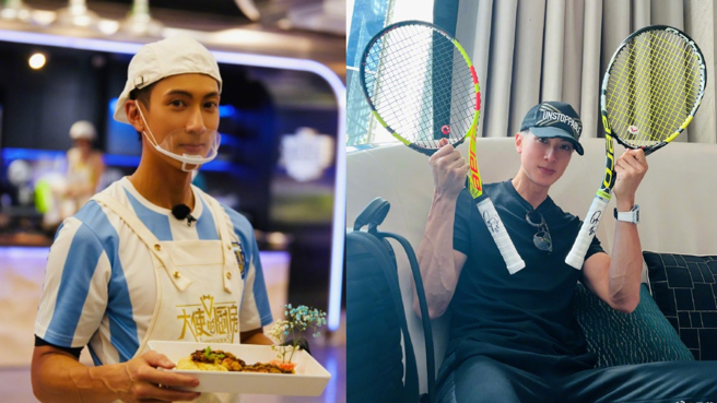 吴尊近日晒出裸身打球的影片，大方晒出满身肌肉。（图／微博@吴尊）