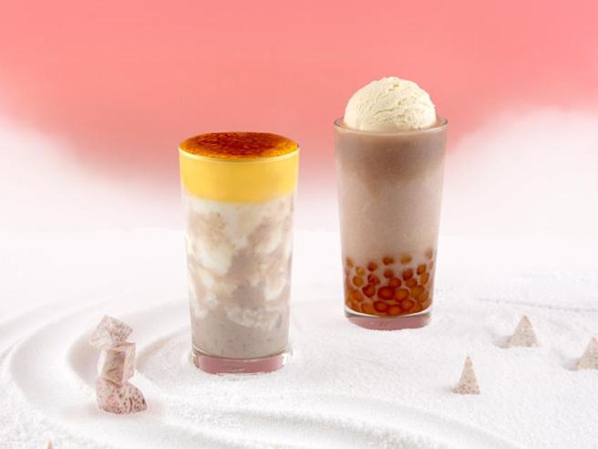 （Sharetea歇脚亭推出「飘飘芋馅」系列饮品，标榜芋泥加倍并有两款配料组合出新滋味。图／Sharetea歇脚亭提供）