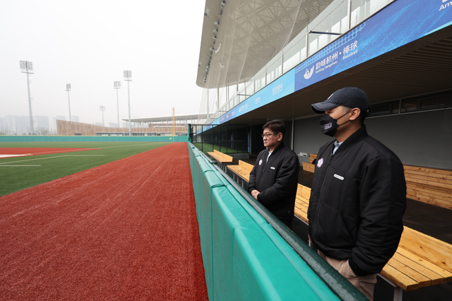 杭州亞運棒球場場邊球員休息區。（中華奧會提供）