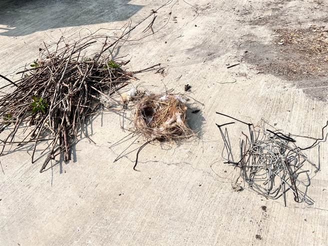 鸟类筑巢的材料也可能是铁丝，若放在电线开关附近，就容易引发断电。（台电公司提供／程炳璋台南传真）