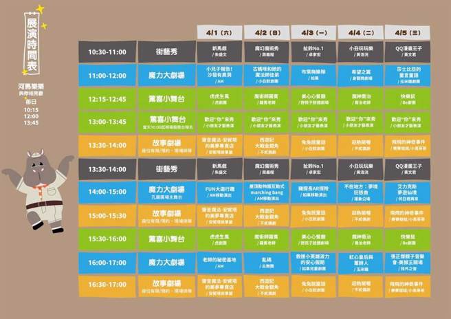 新竹市儿童艺术节活动内容及节目表。（新竹市政府提供／王惠慧新竹传真）