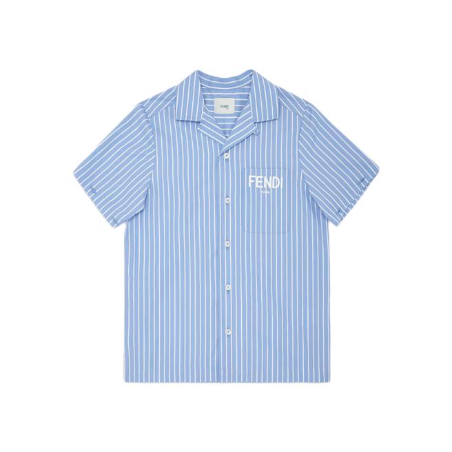 微風babyMADISON FENDI Kids青少年藍色條紋府綢襯衫，優惠價2萬3680元。（微風提供）