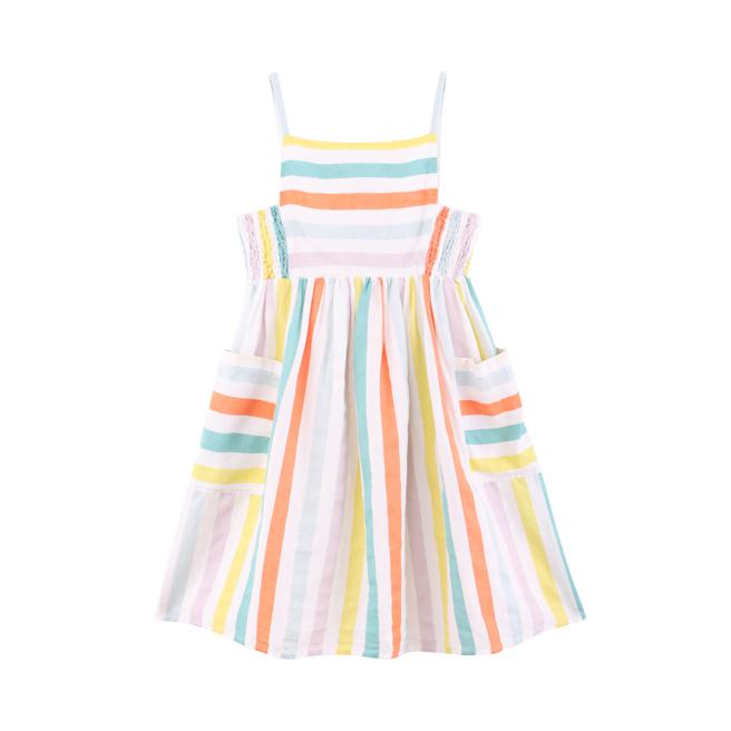 微風babyMADISON Stella McCartney Kids條紋亞麻洋裝，優惠價3040元。（微風提供）