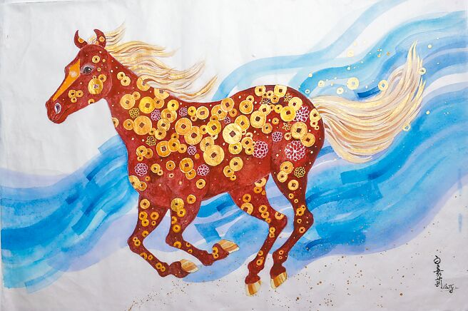 白嘉莉曝光最近的新画作「马上有钱花」，期许疫后经济能赶快復甦。（邓博仁摄）