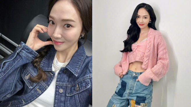 韩国女星Jessica近日参加微博之夜时，以火辣的爆乳装登场。（图／微博@Jessica）