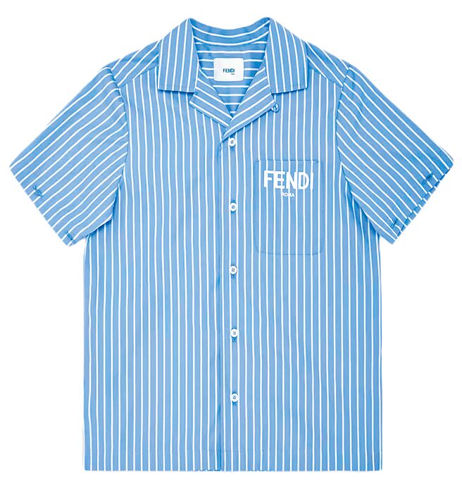 微風babyMADISON FENDI Kids青少年藍色條紋府綢襯衫，優惠價2萬3680元。（微風提供）