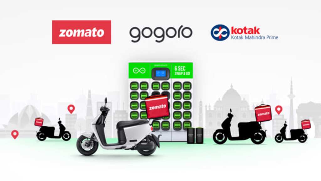 Gogoro於印度攜手Zomat外送平台及 Kotak Mahindra Prime金融服務公司共同加速電動機車普及。（Gogogro提供）