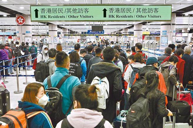 圖為日前香港旅客於落馬洲口岸入境大陸。（資料照／中新社）