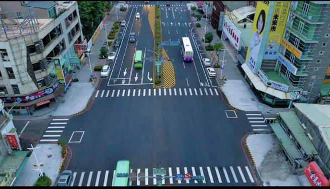 垂楊路槽化線空拍。（嘉義市政府提供∕呂妍庭嘉義傳真）