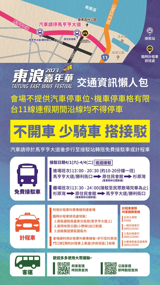 东浪嘉年华feat.尬电交通资讯懒人包。(臺东县政府提供)